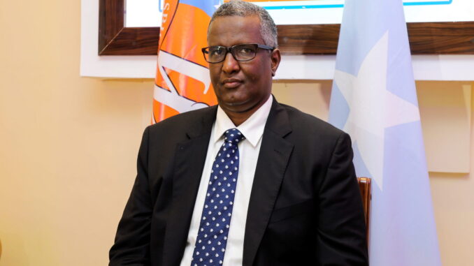 Abdirahman Abdishakur Warsame, chairman of the Wadajir (unity) party, attends an interview with Reuters, at his home in Mogadishu